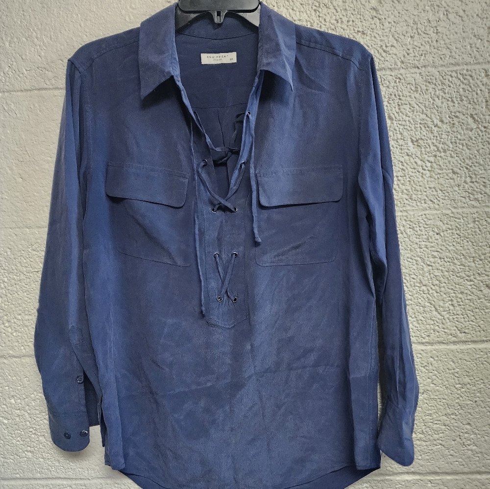 Equipment Silk Lace Up Blouse Size Small